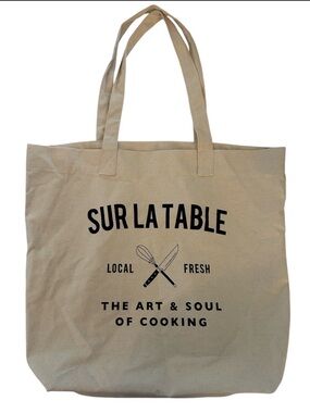 Sur La Table Natural Canvas Tote with Black Logo eco friendly